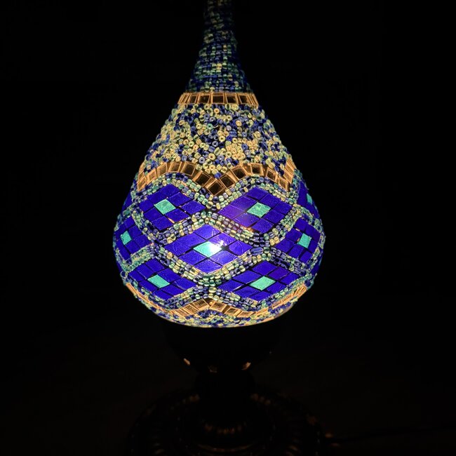 Turkish Mosaic Table Lamp #38 - Teardrop Blue - Medium