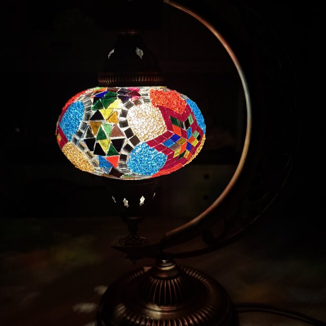 Turkish Mosaic Table Lamp #37 - Swan Neck - Medium Globe