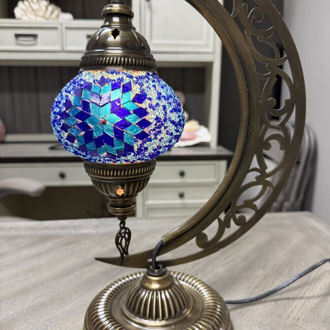 Turkish Crescent Moon Table Lamp #34 - Medium Globe