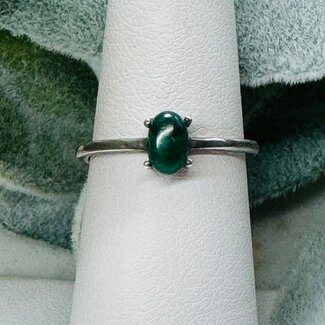Malachite Rings -Size 6 Oval Prong Claw Set - Sterling Silver