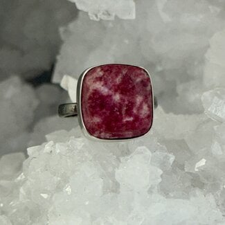 Pink Thulite Rings - Size 9 Square Bezel Set - Sterling Silver .925