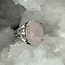 Rose Quartz Ring - Adjustable Oval Faceted Silver Plated