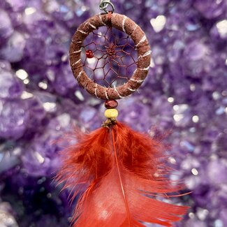 Dreamcatcher Dream Catcher Keychain - Dark Red 2"