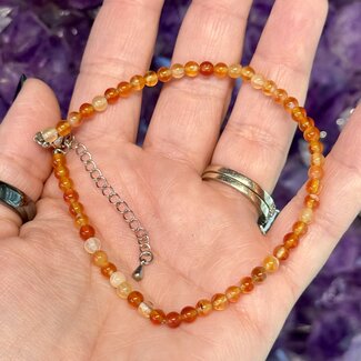 Carnelian Round Bead Anklet Bracelets - 4mm Mini