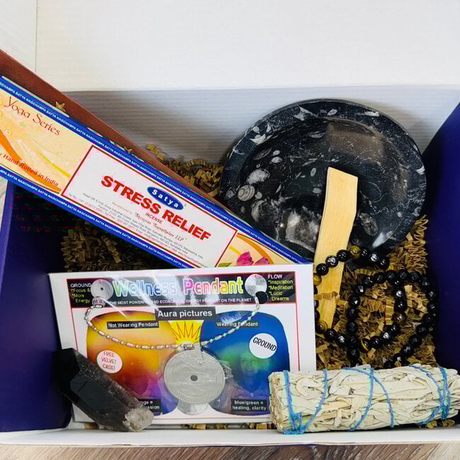 Ground & Protect Kit Set - Smoky Quartz, Black Tourmaline, Hematite, Sage, Palo, Grounding Pendant