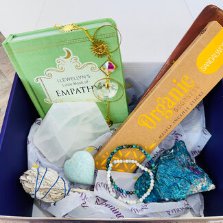Empath Protection Kit Set - Chrysocolla, Azurite, Peacock Ore, Amazonite, Incense, Book, Suncatcher
