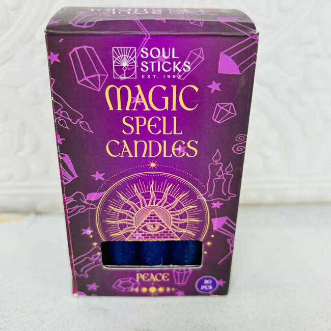 Mini Magic Magick Ritual Spell Chime Candles (Pack of 20) - Dark Blue 4-5" - Peace Wisdom Protection Intuition Truth