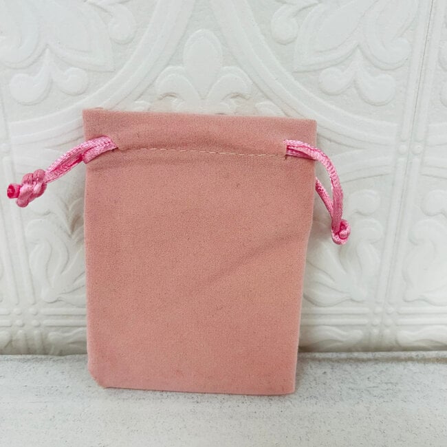 Velvet Bags Black-Accessory Crystal Pouch Draw String Medicine - (3.5x2.5") Light Pink Small