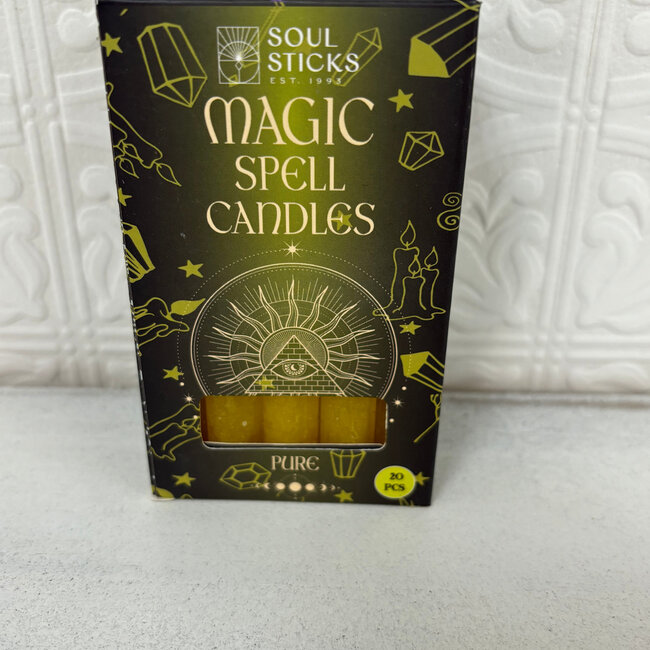 Mini Magic Magick Ritual Spell Chime Candles (Pack of 20) - Yellow  4-5" - Pure Clarity Creativity Confidence Intellect
