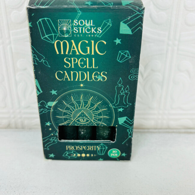 Mini Magic Magick Ritual Spell Chime Candles (Pack of 20) - Dark Green 4-5" - Prosperity Growth Healing