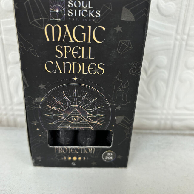 Mini Magic Magick Ritual Spell Chime Candles (Pack of 20) - Black 4-5" - Protection Banishing Transformation