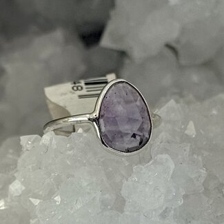 Lilac Amethyst Ring - Size 6 Faceted Teardrop Pear - Sterling Silver