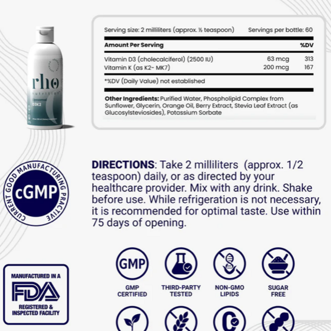 Liposomal D3K2 - Rho Nutrition