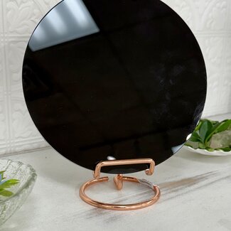Black Obsidian Scrying Mirror - 7" Plate with Stand 18cm - Scry Divination Clairvoyance