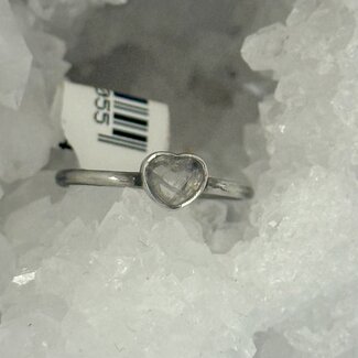 Rainbow Moonstone Rings - Size 6 Heart Bezel Set - Sterling Silver