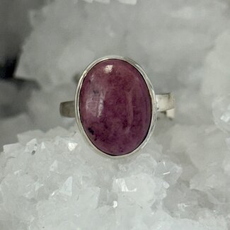 Rhodonite Ring - Size 7.75 Oval Bezel - Sterling Silver .925