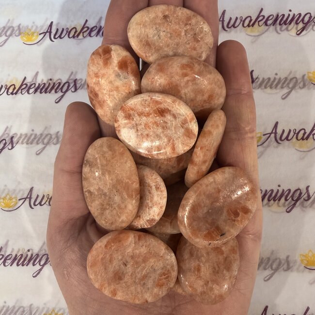 Sunstone (Heliolite) Worry (Thumb Fidget Relaxation Pocket) Stones - Medium Oval 1.5-1.75"