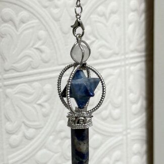 Lapis Lazuli Pendulums - Spinning Merkaba w/ Sodalite Crystal Point and Clear Quartz Sphere