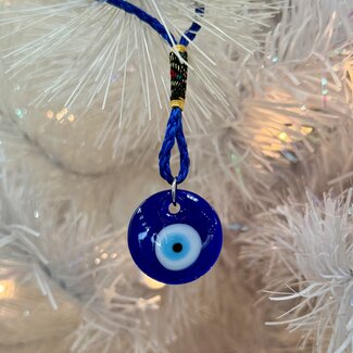 Evil Eye Wall Hanging Decor - 5" Long Blue Glass Round Door Window Protection