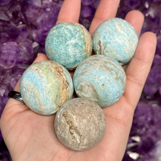 Blue Aragonite Spheres Orb Globes - 30-35mm