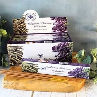 Californian White Sage & Lavender Incense -12 Sticks in a Box 15g - Green Tree