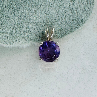 Amethyst Pendants - Round Faceted Claw Prong Set - Sterling Silver