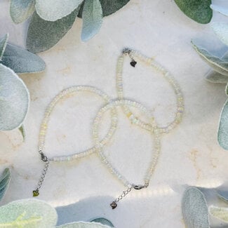 Ethiopian Opal Bracelets - Smooth Rondelle Beads Sterling Silver Clasp