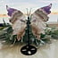 Amethyst & Crazy Lace Agate Butterfly Wings on Black Pin Stand - 9" Carving Specimen