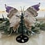 Amethyst & Crazy Lace Agate Butterfly Wings on Black Pin Stand - 9" Carving Specimen