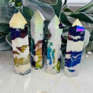 Aura Zebra Agate Tower Point Generators - Medium 3-4"