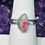 Watermelon Tourmaline Rings - Size 7  Slice Bezel Set - Sterling Silver Pink Green