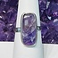 Chevron (Dream) Amethyst Rings - Size 7 Rectangle Double Bezel Set - Sterling Silver