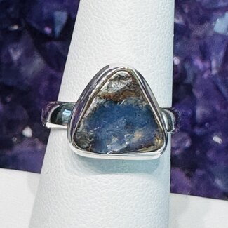 Boulder Opal Rings - Size 7 Triangle - Bezel Set - Sterling Silver