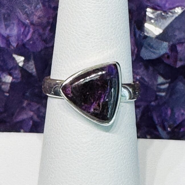Sugilite Rings - Size 7 Triangle Bezel Set - Sterling Silver