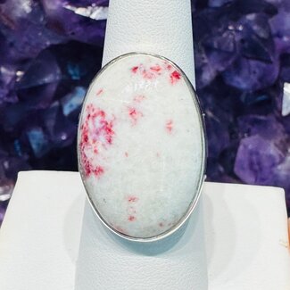 Cinnabite in Scapolite (Cinnabrite) Rings - Oval Adjustable Bezel Set - Sterling Silver