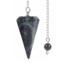 Crocodile (Kambaba) Jasper (Green Stromatolite) Pendulums - Dowsing Hexagonal Faceted Cone Point Divination - Silver Chain - Crystal Gemstone