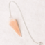 Orange Peach Selenite (Satin Spar Gypsum) Pendulum - Dowsing Hexagonal Faceted Cone Point Divination - Silver Chain Crystal Gemstone