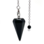 Black Obsidian Pendulum-Dowsing Hexagonal Faceted Cone Point Divination-Silver Chain-Crystal Gemstone