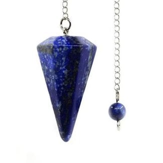 Sodalite Pendulums - Dowsing Hexagonal Faceted Point Divination - Silver Chain Crystal Gemstone