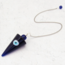 Blue Evil Eye Pendulums - Dowsing Cone Point Divination - Silver Chain 9" Crystal Gemstone