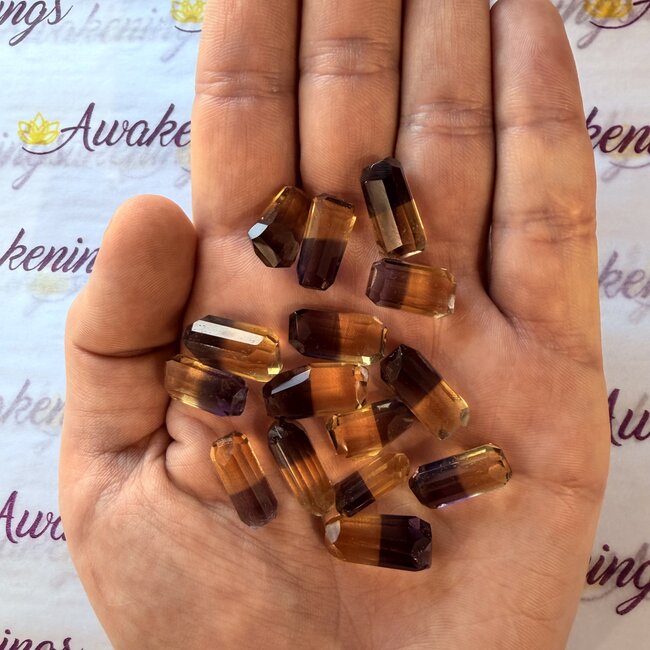 Ametrine Faceted Nugget - Tumbled