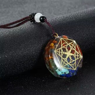 Vector Equilibrium Orgonite Orgone Necklaces - Brown Braided Chain Gold Protection EMF 5G Geometric