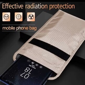 RFID Faraday Cell Phone Case Carrier - Gold Bag Signal Blocking Sheild EMF GPS Location Anti Spying Tracking