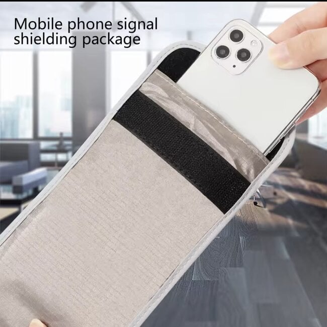 RFID Faraday Cell Phone Case Carrier - Gold Bag Signal Blocking Sheild EMF GPS Location Anti Spying Tracking