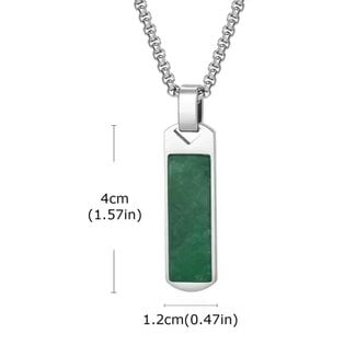 Green Aventurine Dogtag Dog Tag Necklaces - Men's 24" Rectangle Stainless Steel