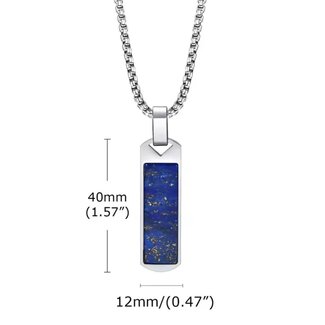 Lapis Lazuli Dogtag Dog Tag Necklaces - Men's 20" Box Chain Rectangle Stainless Steel