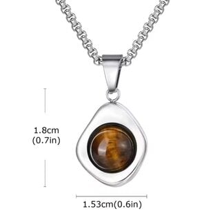 Gold Tigers Eye Necklace - 24" Box Chain Irregular Stainless Steel