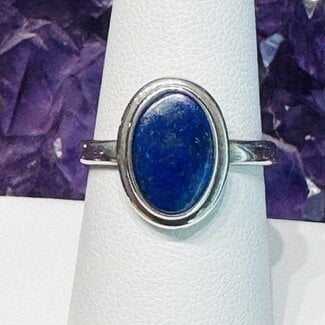 Lapis Lazuli Rings - Size 8 Oval #1 Double Bezel Set -Sterling Silver