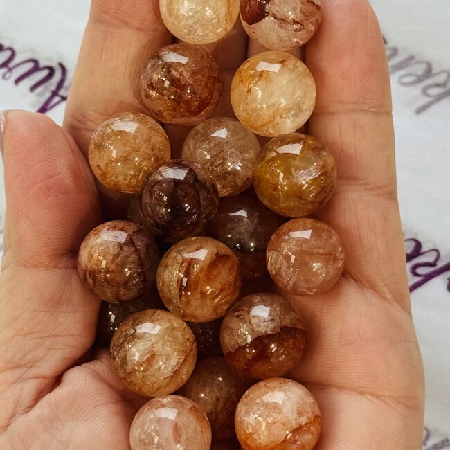 Fire Quartz (Red Hematoid Ferruginous) Sphere Orbs - 10-15mm Mini