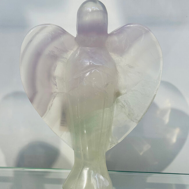 Lavender Rainbow Fluorite Angels - 5" Carving Figurine